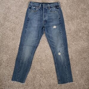 Levi's Two Tone High Waist Raw Hem Button Fly Jean Size 28